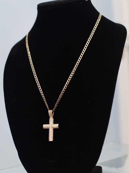 Cuban with Cross Necklace